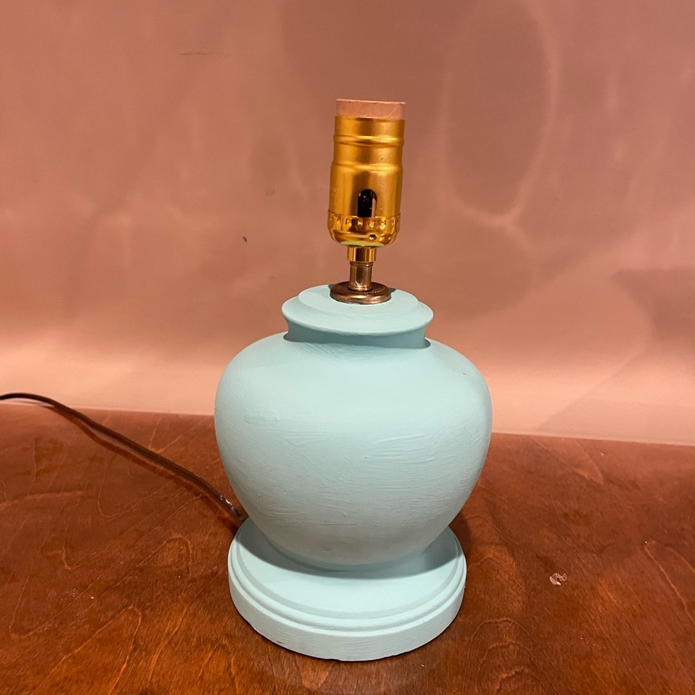 Small Blue Wooden Accent Lamp